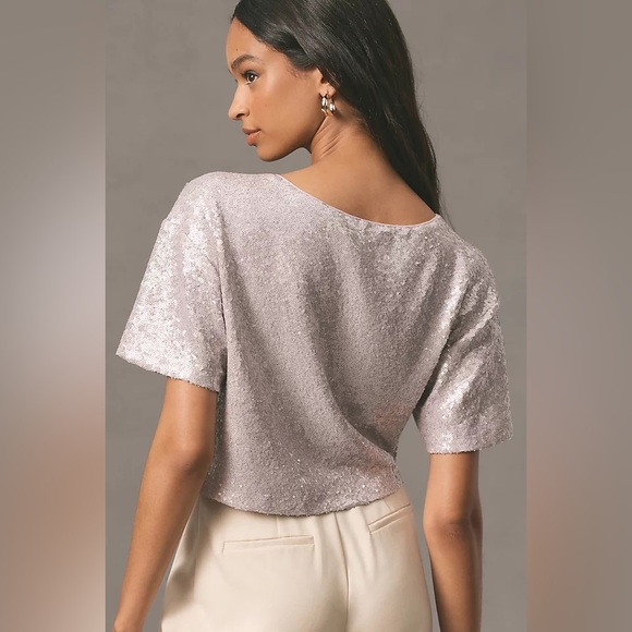 Anthropologie Sequin Cropped Tee (Size M) (NEW with tags). - Picture 3 of 7